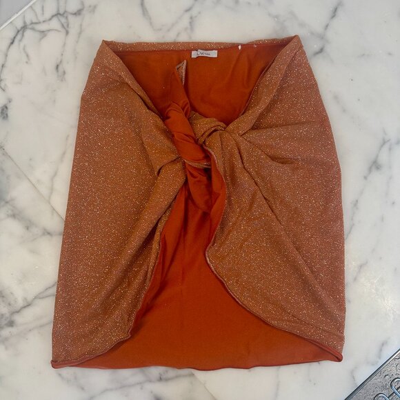 Oseree Orange Shine Wrap Miniskirt Cover Up OSÉREE - Picture 6 of 8
